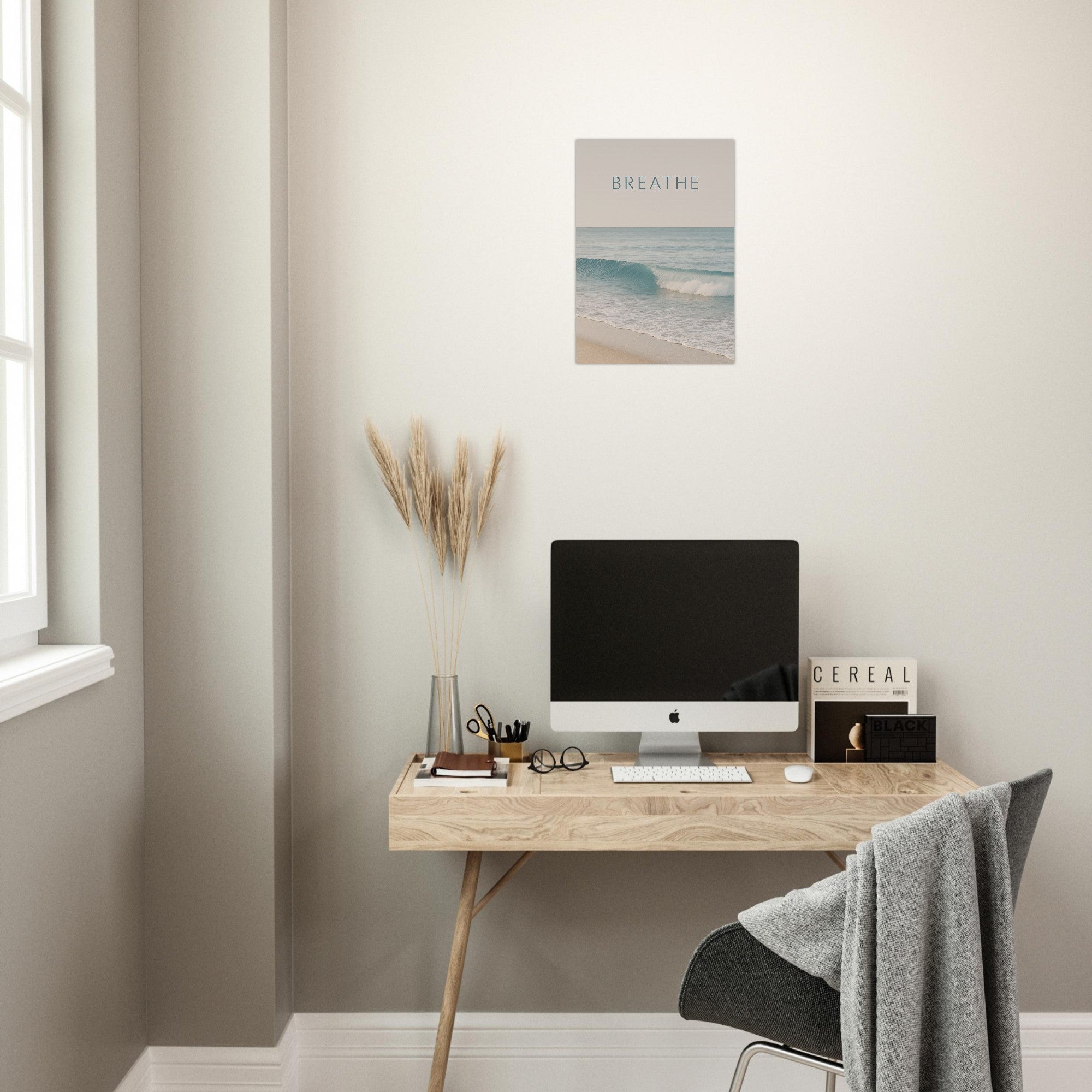 Breathe | Ocean Wave Minimalist Poster - Elegant Ocean Art Print for Home Decor