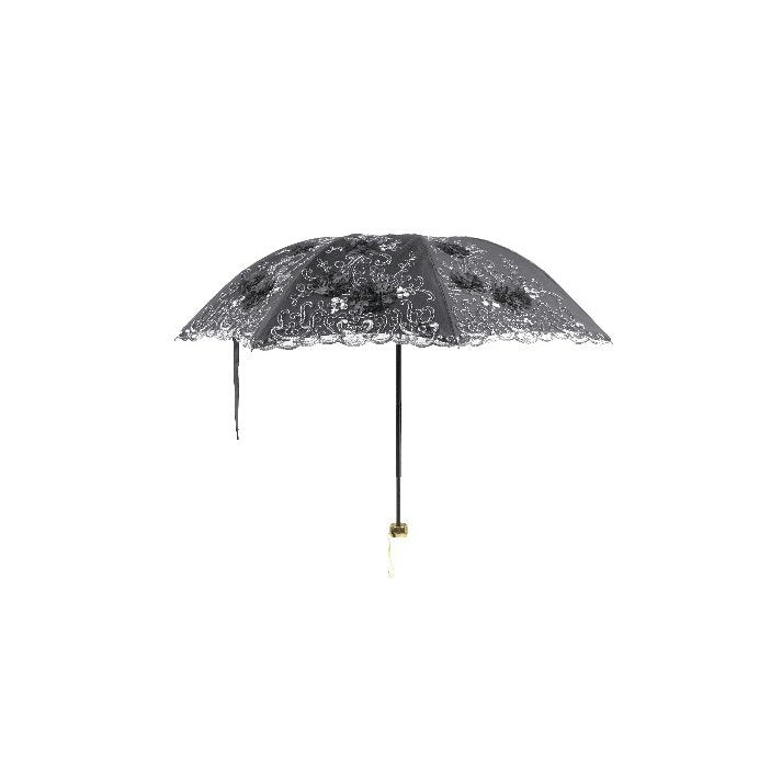 Dark in Love Belladonna Embroidered Folding Parasol – Black Gothic Sunshade