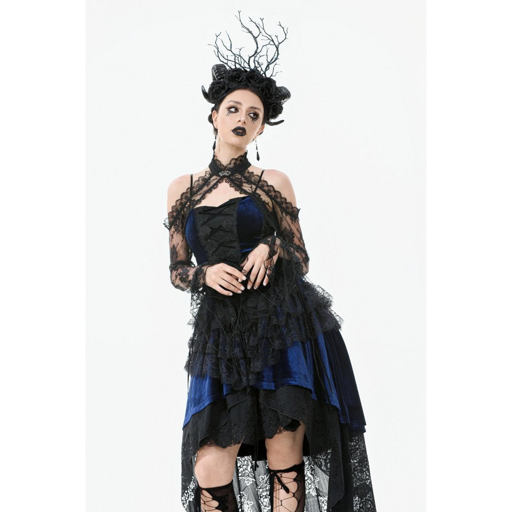 Dark in Love Thalassa Floral Lace Draped Arm Sleeves | Black Cotton