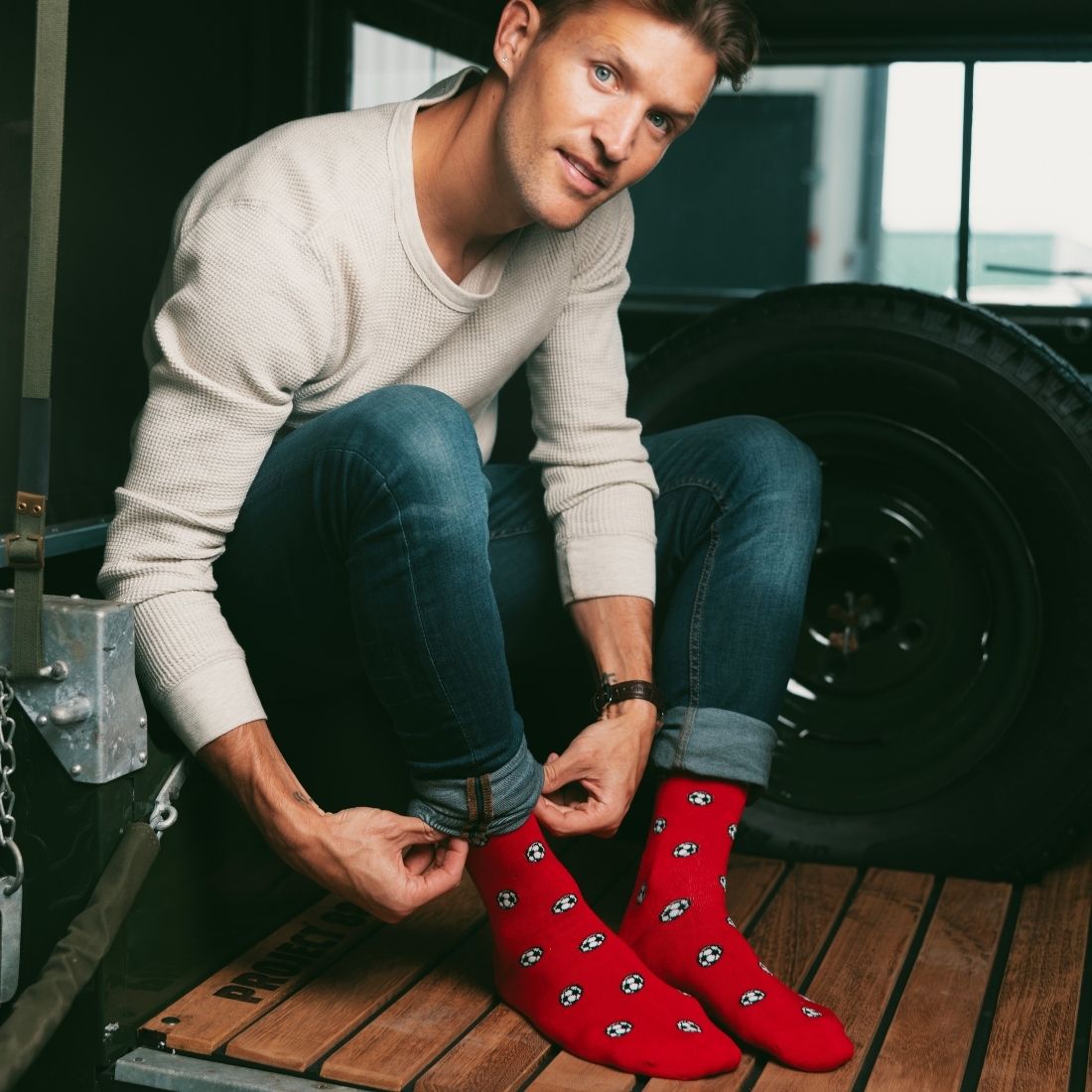 Swole Panda Red Football Bamboo Socks – Durable & Soft Athletic Wear