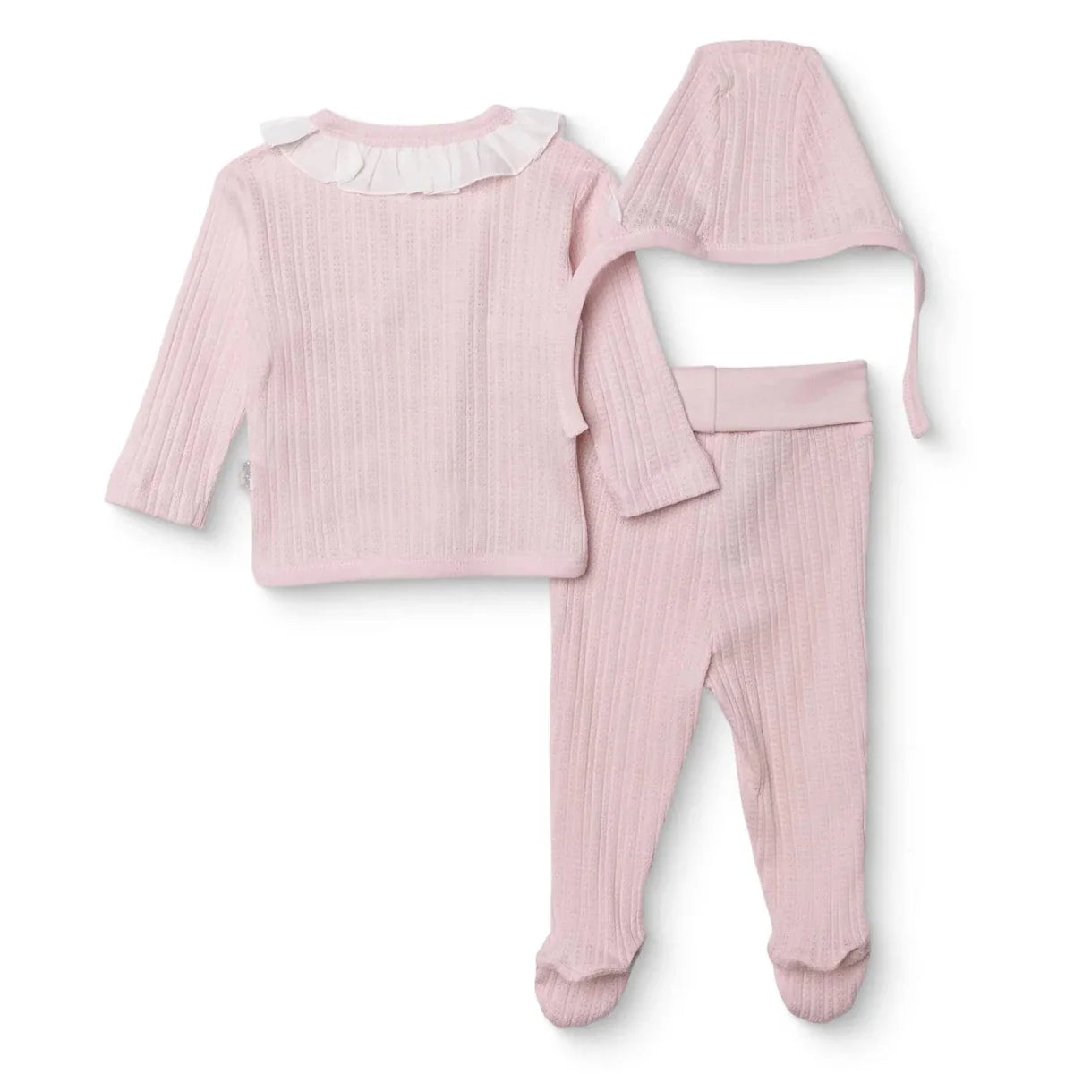 Bebetto Girls Vest Hat & Footed Bottom Set Long - Pink