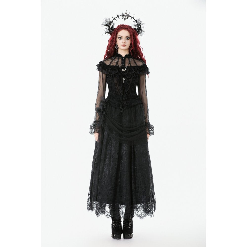 Dark in Love Seraphina Gothic Blouse – Victorian Ruffle Sheer Top
