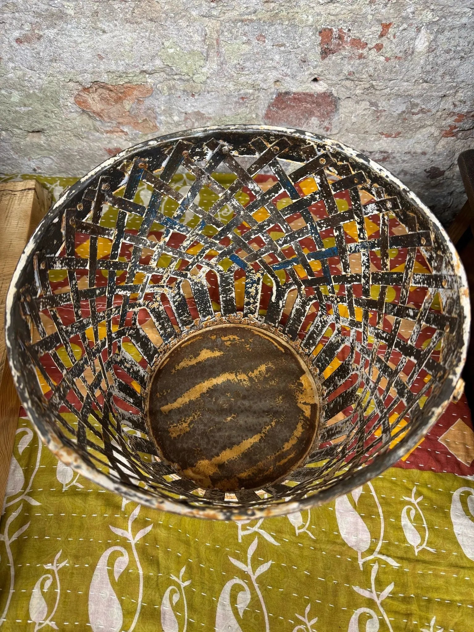 Rustic Warehouse Norfolk Reclaimed Metal Lattice Log Basket & Planter