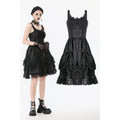 Dark in Love Shadow Lament Black Ruched Lace Gothic Lolita Dress
