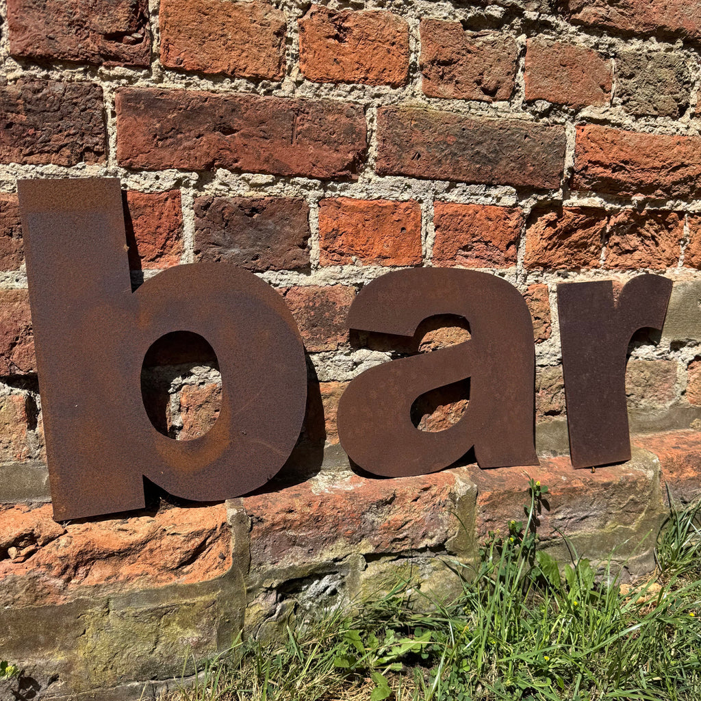 Rustic Metal BAR Letters Sign – Handmade Steel Wall Art by Rustic Warehouse