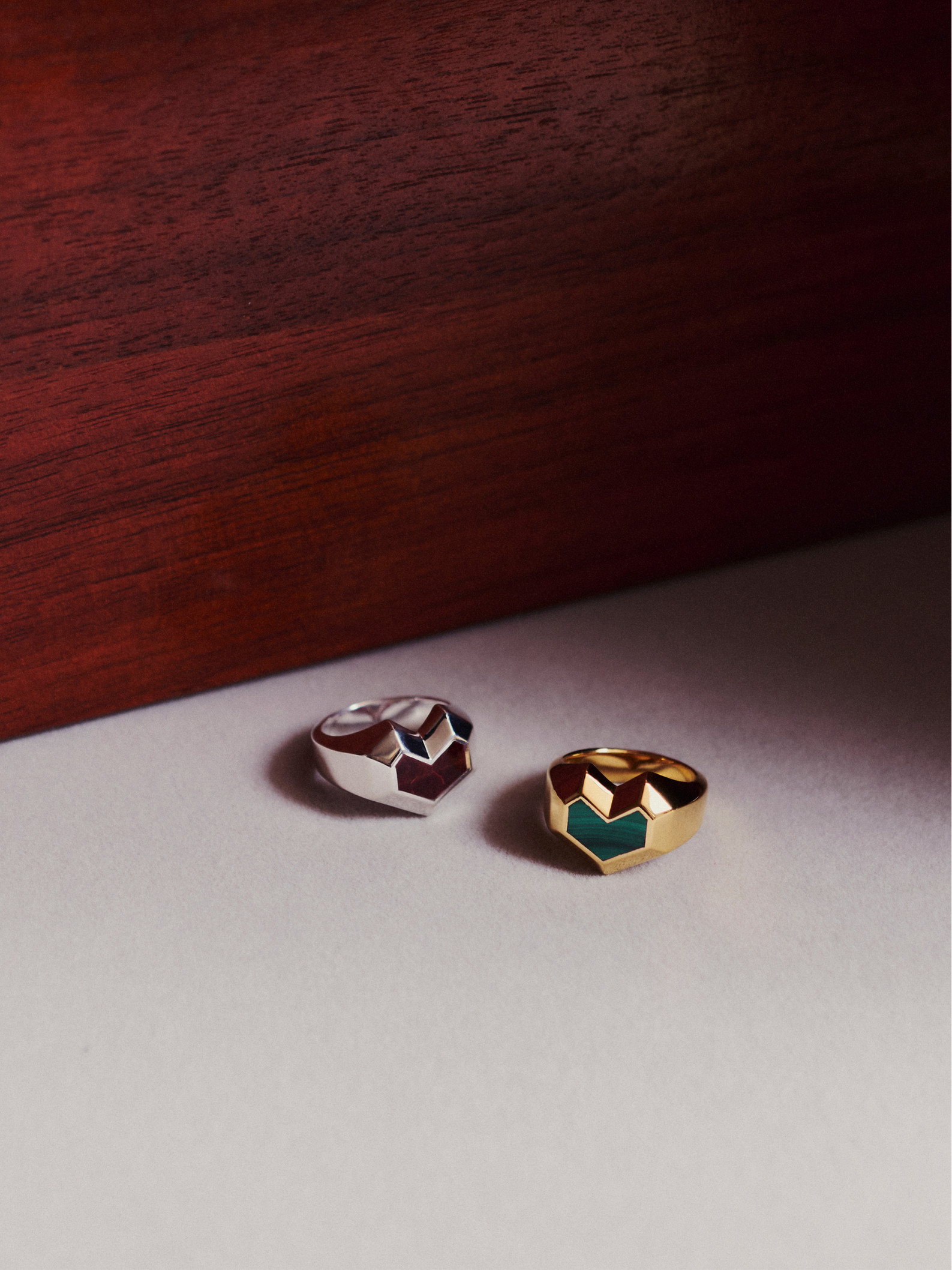 No More Nobody Daryl Malachite Heart Ring – 18k Gold Vermeil Silver