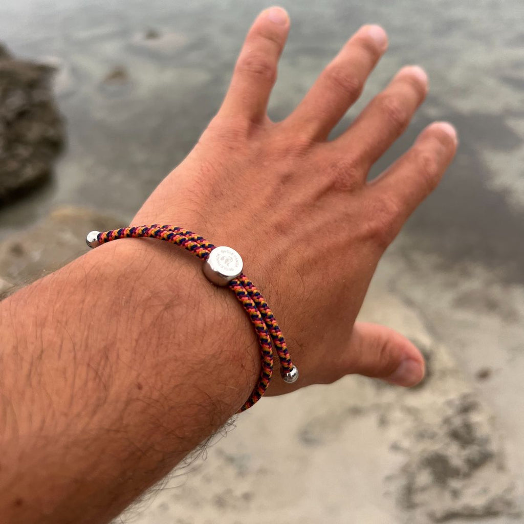 Swole Panda Recycled Rope Bracelet – Orange & Yellow Zigzag Unisex