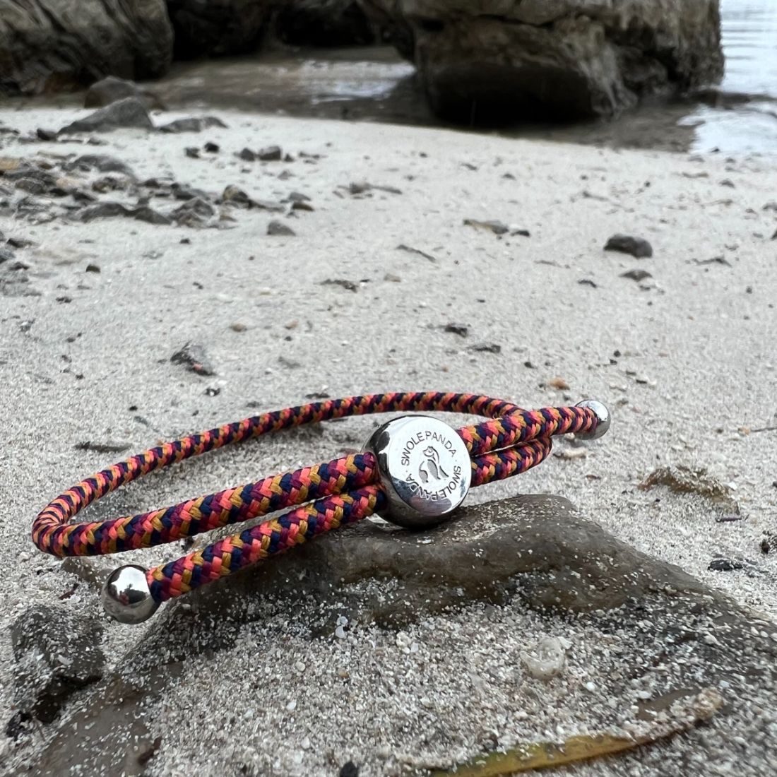 Swole Panda Recycled Rope Bracelet – Orange & Yellow Zigzag Unisex