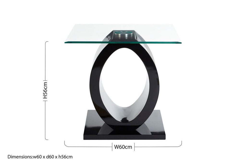 Orsina Halo Modern O-Shaped Side Table – Black Base & Tempered Glass