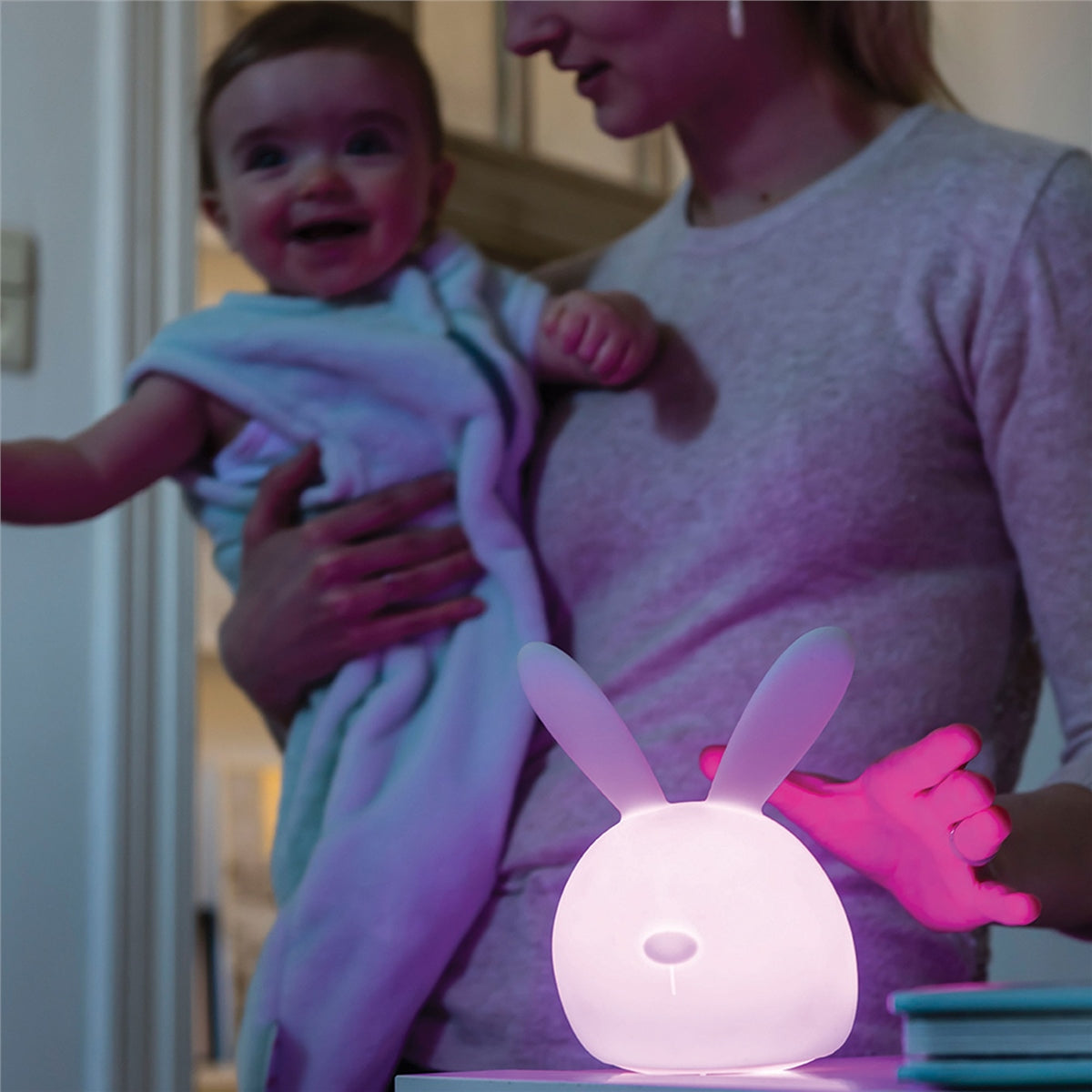 Nattou LED-Night Light Bunny of Silicone, Voice Activation, 7 Colours, BPA-Free