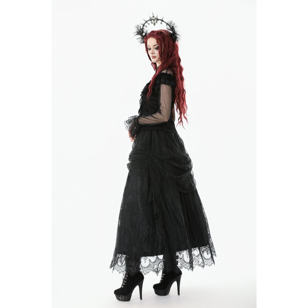 Dark In Love Seraphina Gothic Tulle Maxi Skirt – Black Lace Victorian