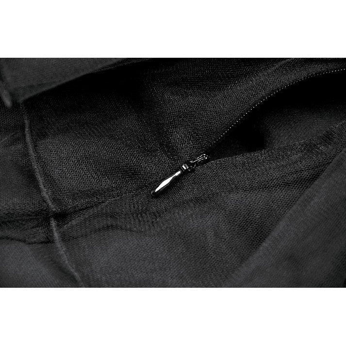 Dark in Love Black Tulle Layered Goth Mini Skirt with Studded Waist