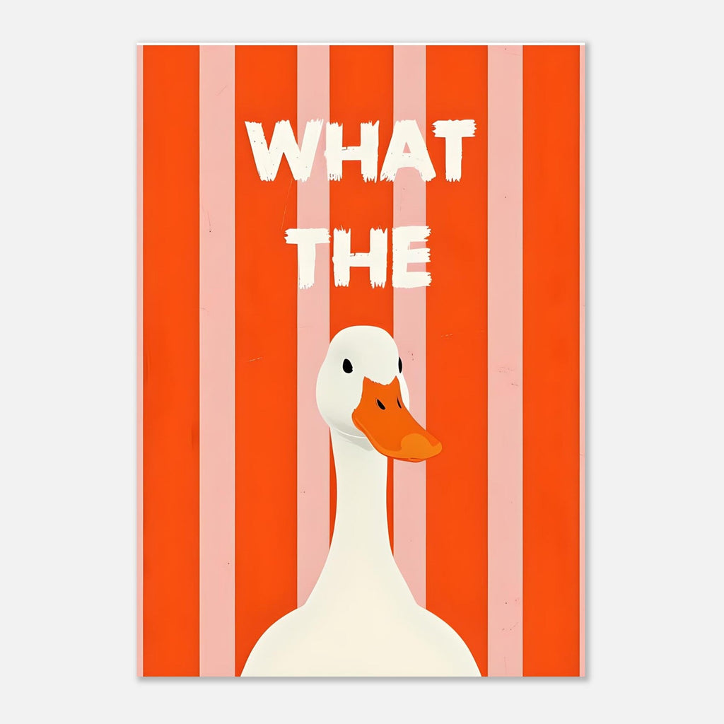 What The Duck: Funny Minimalist Animal Poster - Bold Stripes & Whimsical Design