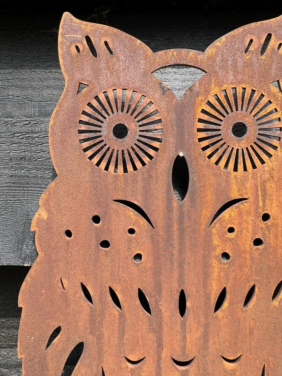 Rustic Metal Owl Garden Ornament – 35cm Steel Outdoor Sculpture