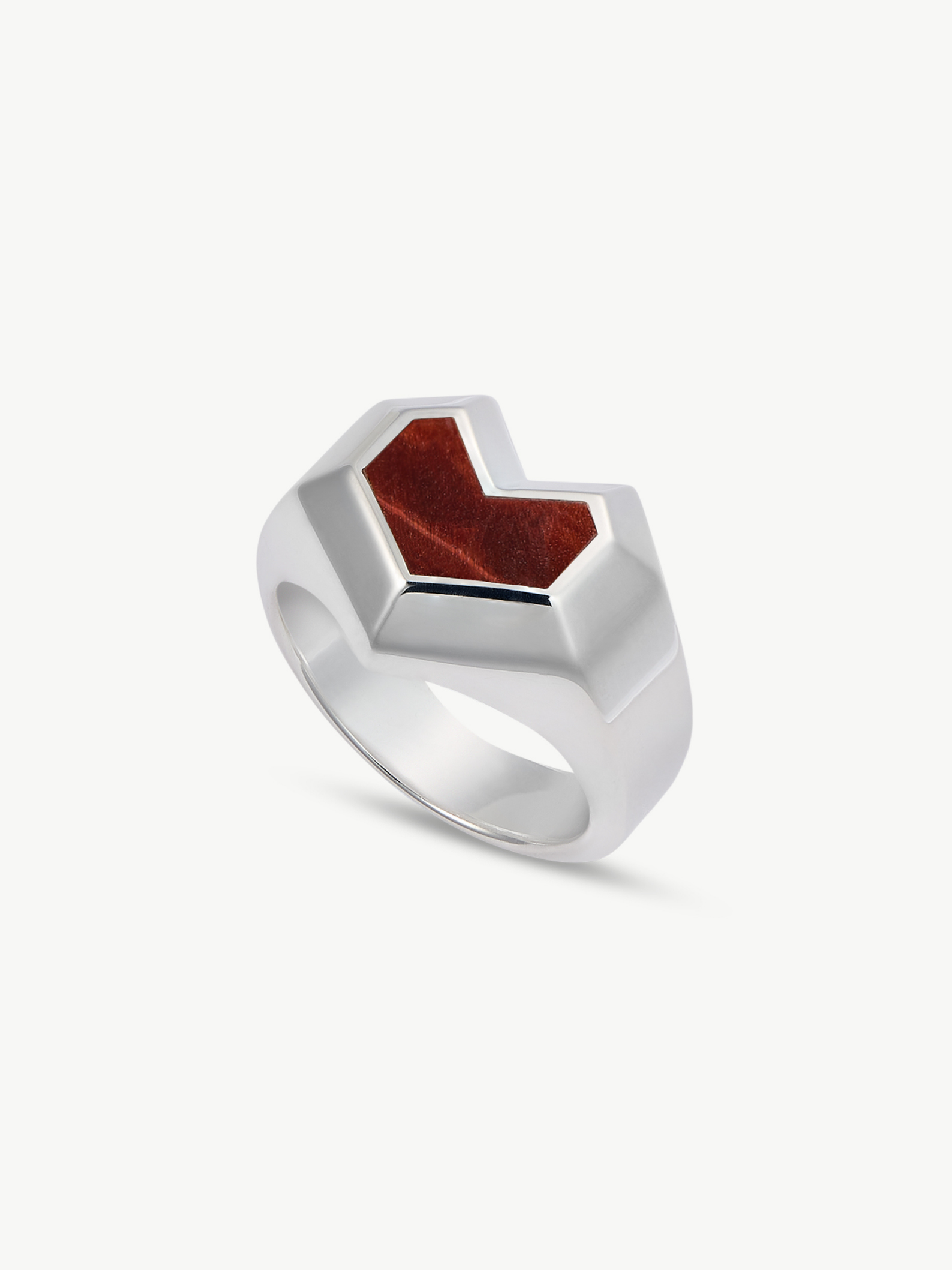No More Nobody Daryl Tiger Eye Heart Ring – Recycled Sterling Silver