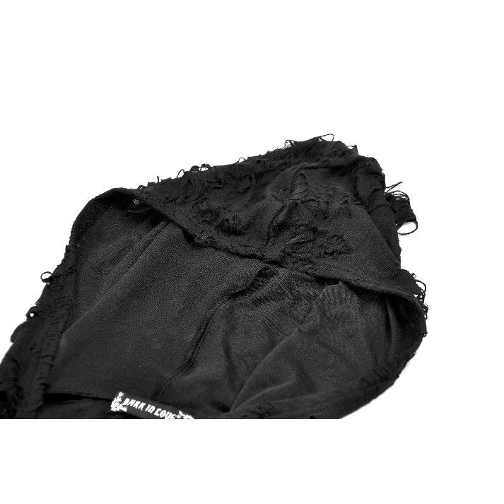 Dark in Love Rebel Punk Asymmetric Hooded Top | Mesh & Eyelet Detail