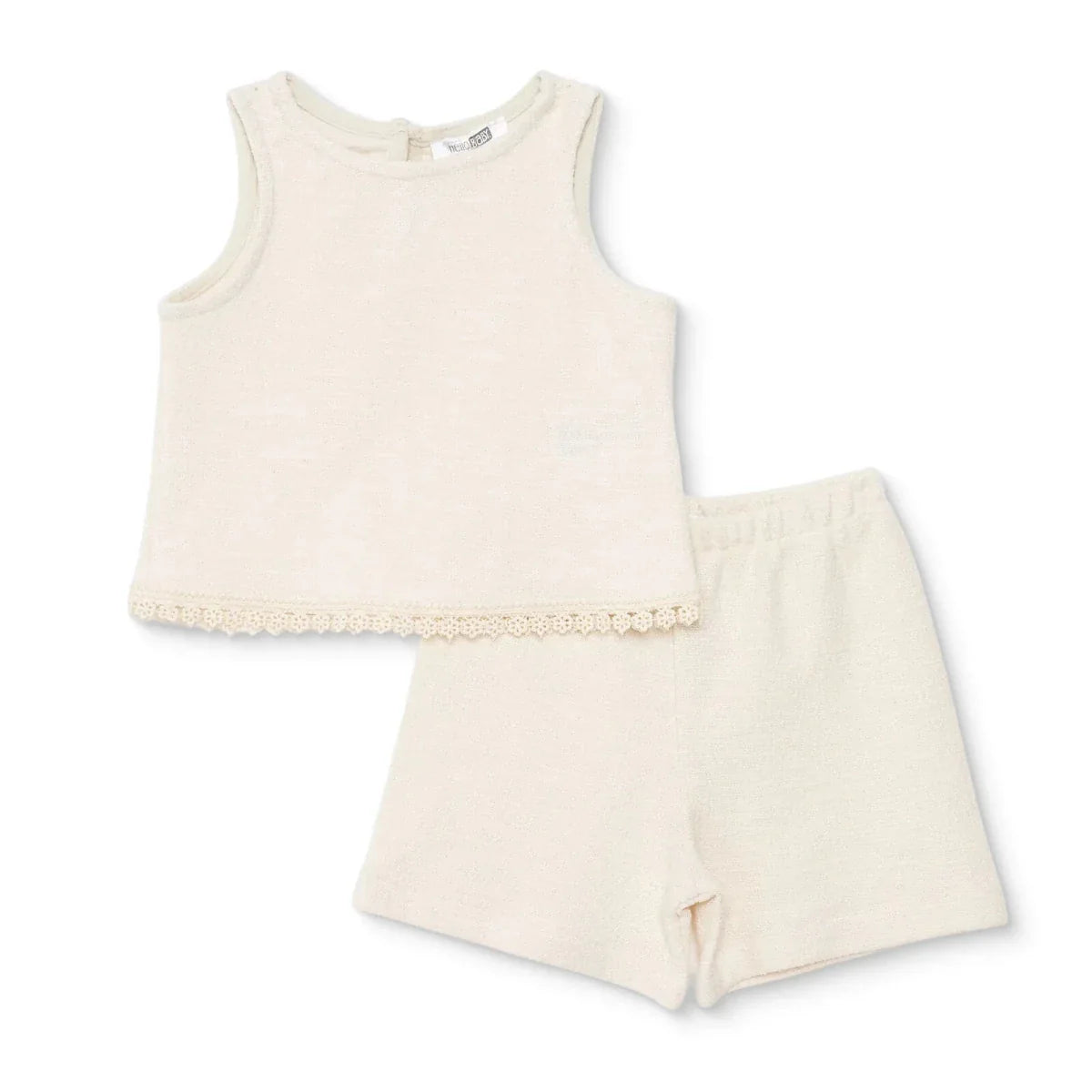 HelloBaby Girls Blouse & Shorts Set Pastel Dreams Crew Neck Short Length Sleeveless - Ecru