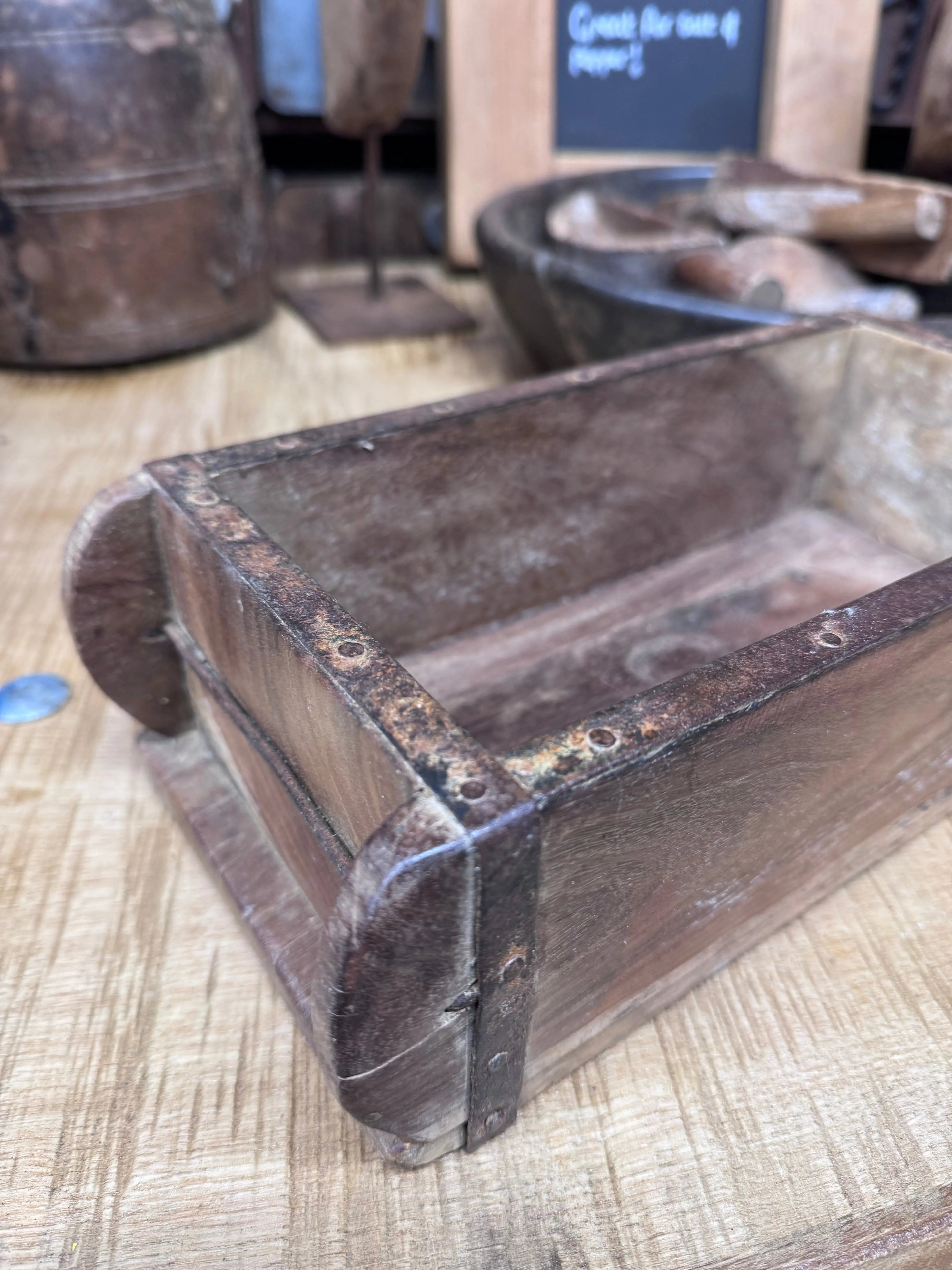 Vintage Wooden Brick Mould Planter Rustic Herb Tray Storage Box Indoor Outdoor