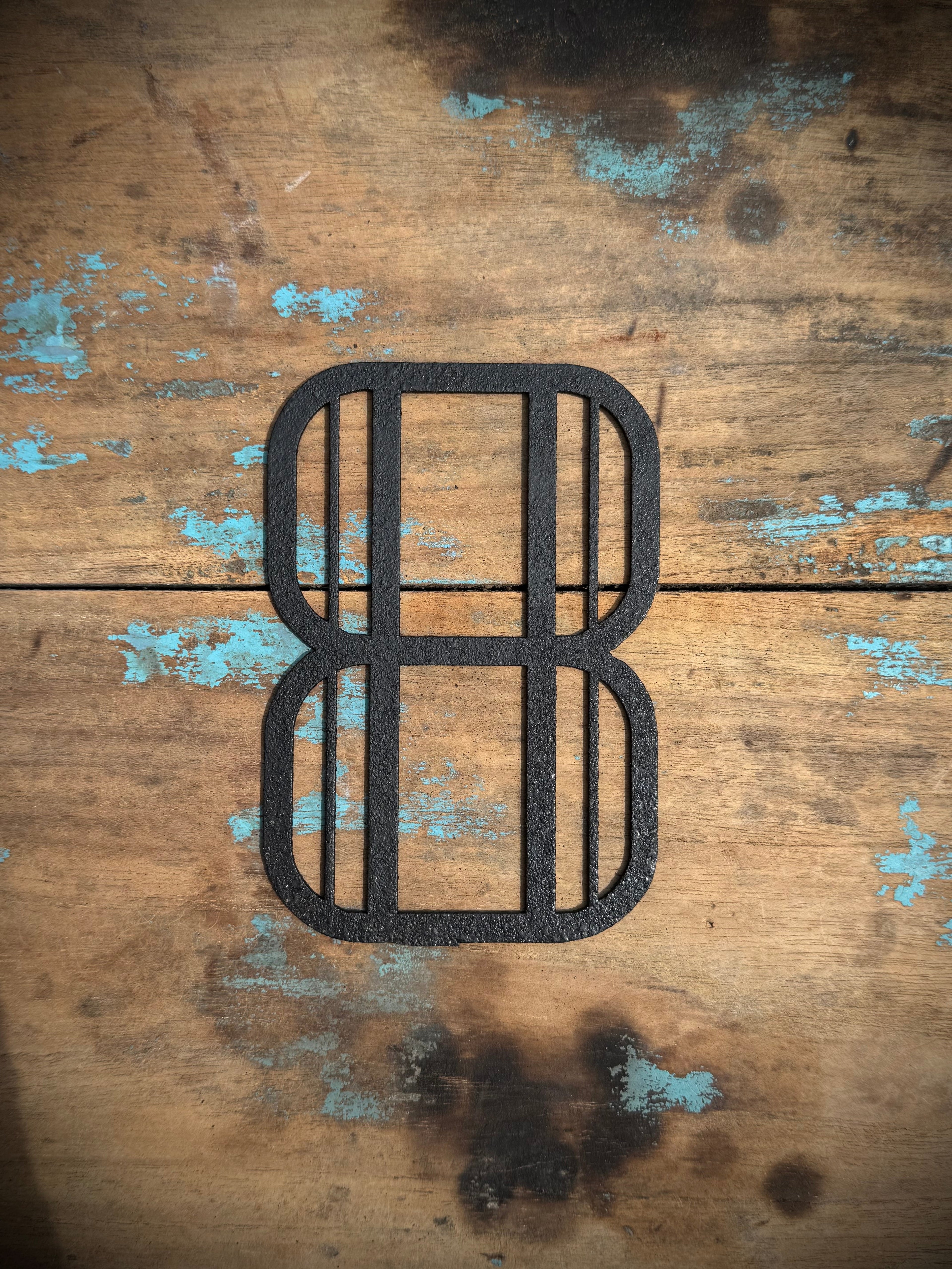 Art Deco Metal Letters & Numbers | Distressed Black Steel Wall Decor