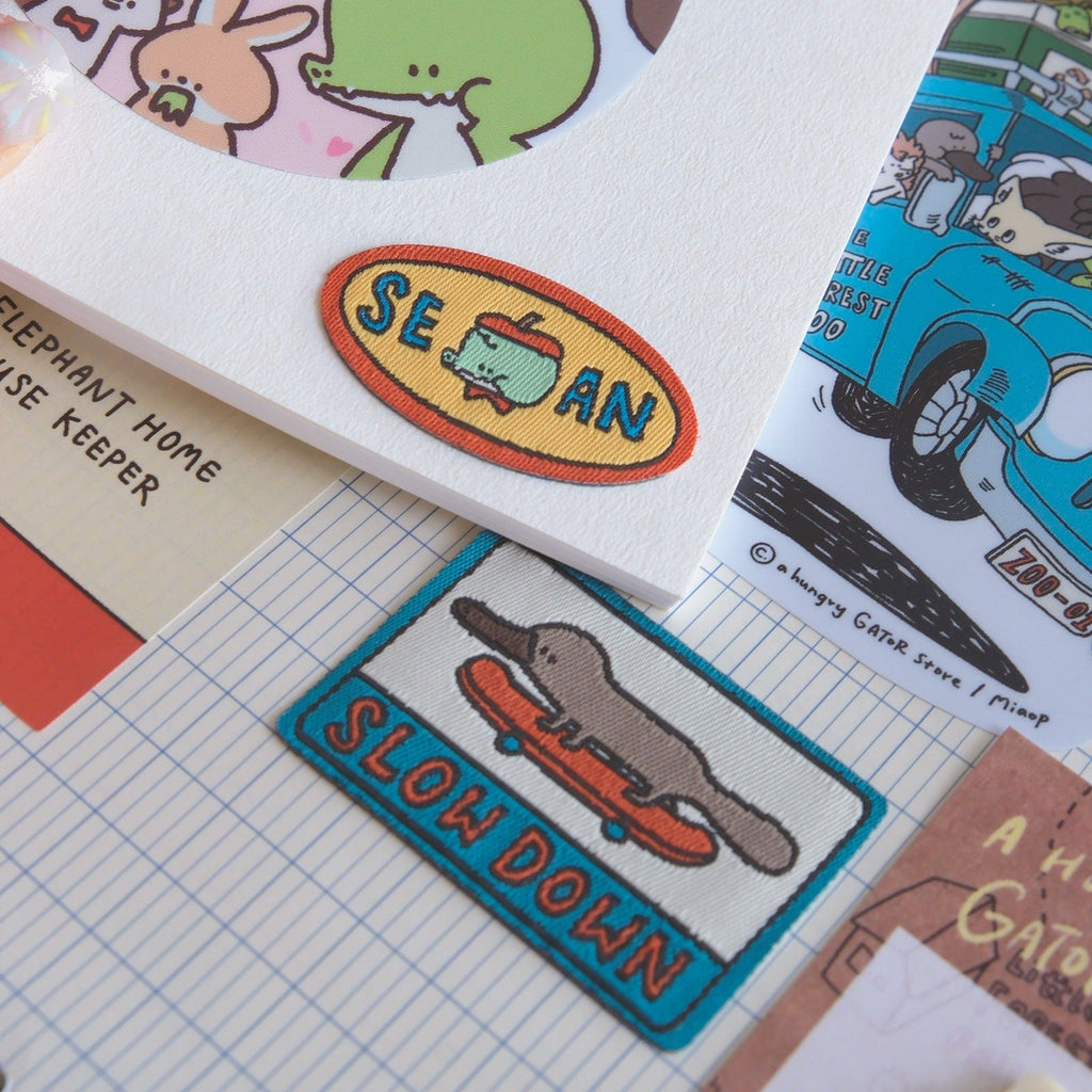 Embroidered Woven Label Stickers - A Gator Life Animal Decals - 2 Pack