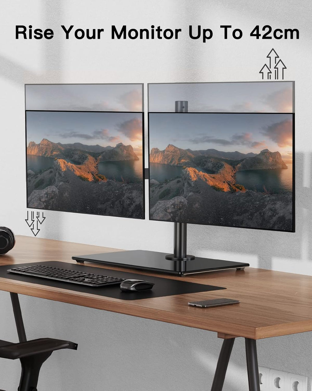 ErGear Dual Monitor Stand – Adjustable Steel Mount for 13-32 Inch Screens