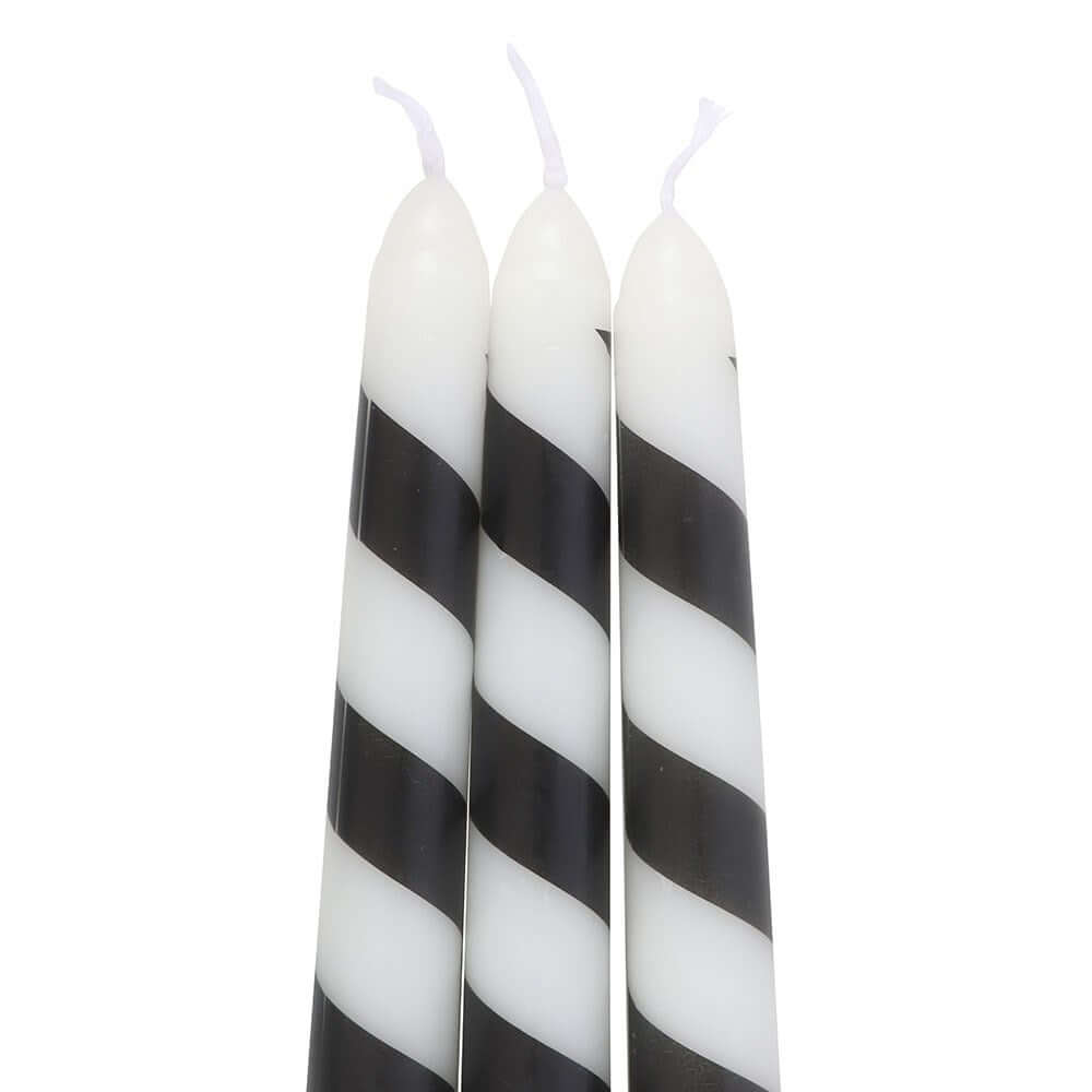 Kate's Clothing Black Candy Cane Taper Candles – Set of 3 Gothic Decor