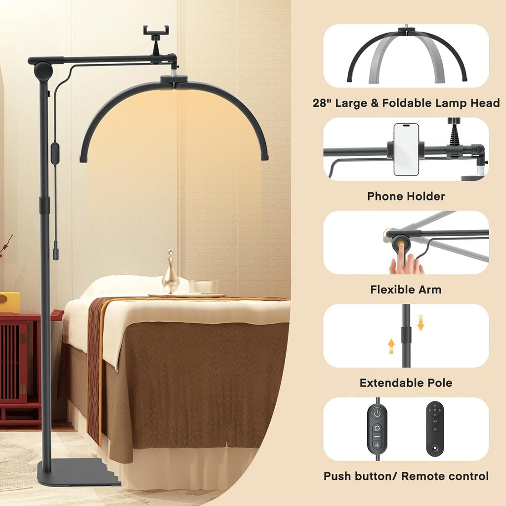 Lmaqfum 2-in-1 Half-Moon Lash Light - Foldable Floor & Desk Lamp