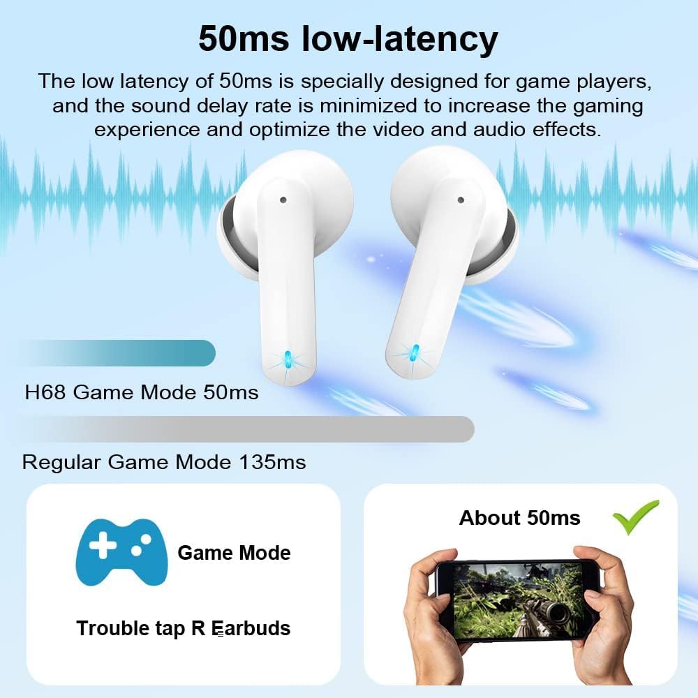 Massive Discounts H68 Wireless Earbuds | Bluetooth 5.3 Gaming Headphones