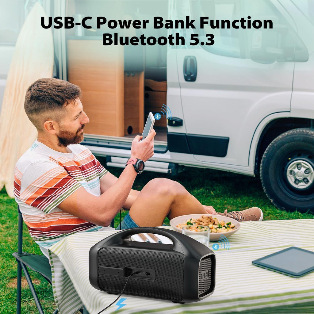 Tribit StormBox Blast 90W Bluetooth Speaker | IPX7 Waterproof & LED