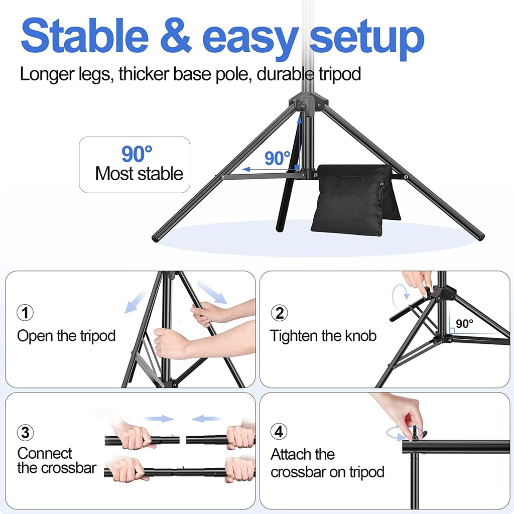 EMART 2x3m Backdrop Stand Kit | Retractable Crossbar & Tripod Stand