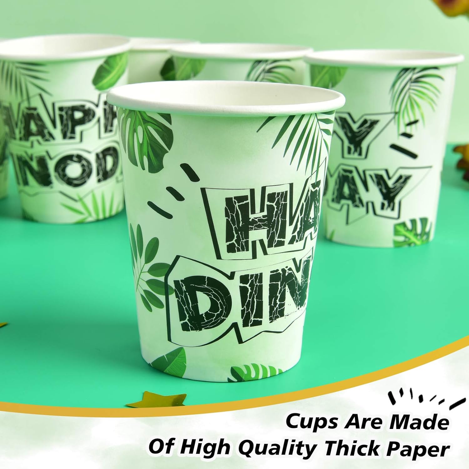 Massive Discounts Gold Dinosaur Party Tableware Set - 16 Guests 64pc
