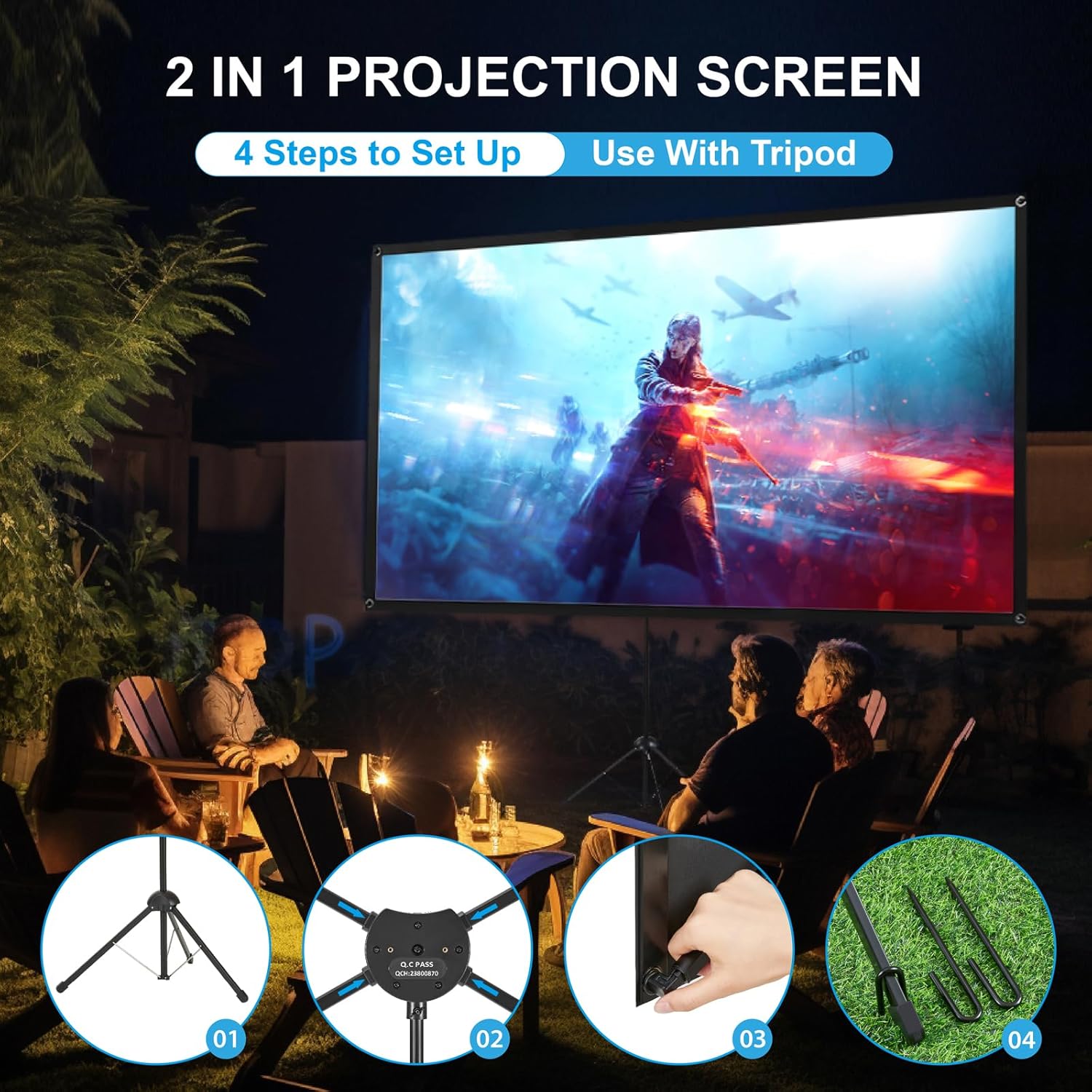 Massive Discounts 100'' ALR Projector Screen with Stand | Portable 16:9
