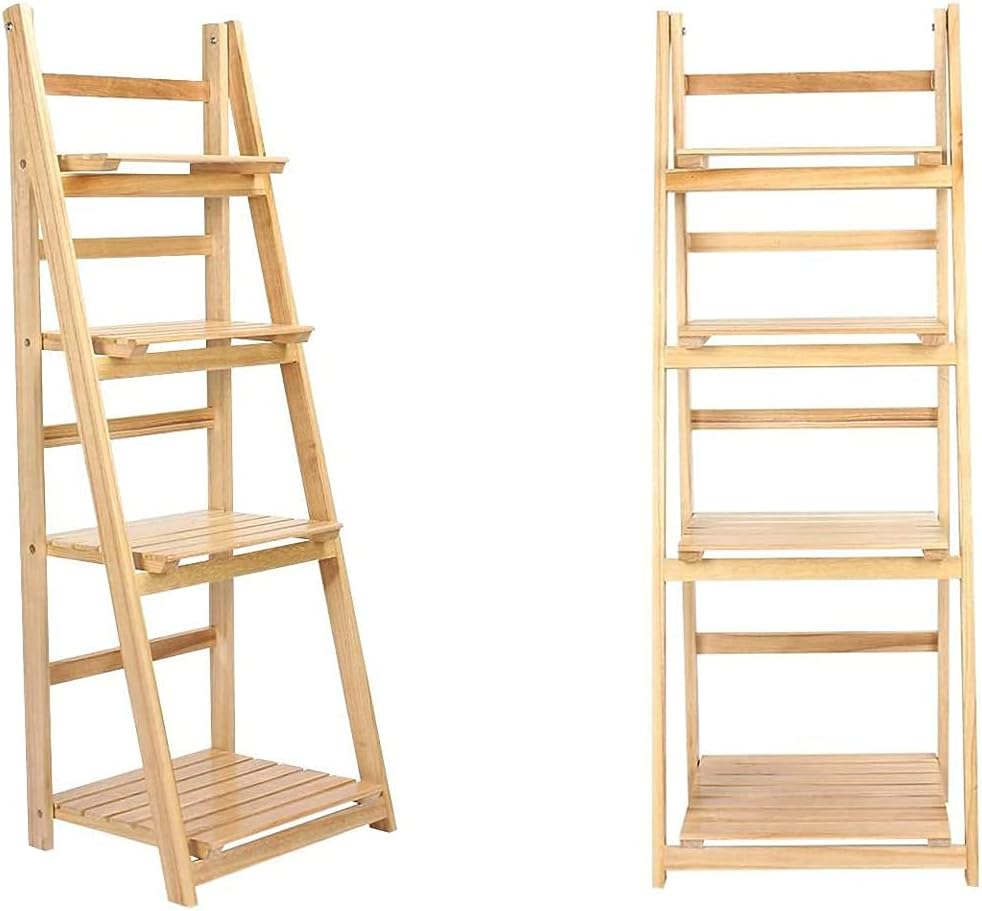Massive Discounts 4-Tier Wooden Ladder Plant Stand - Foldable Flower Shelf