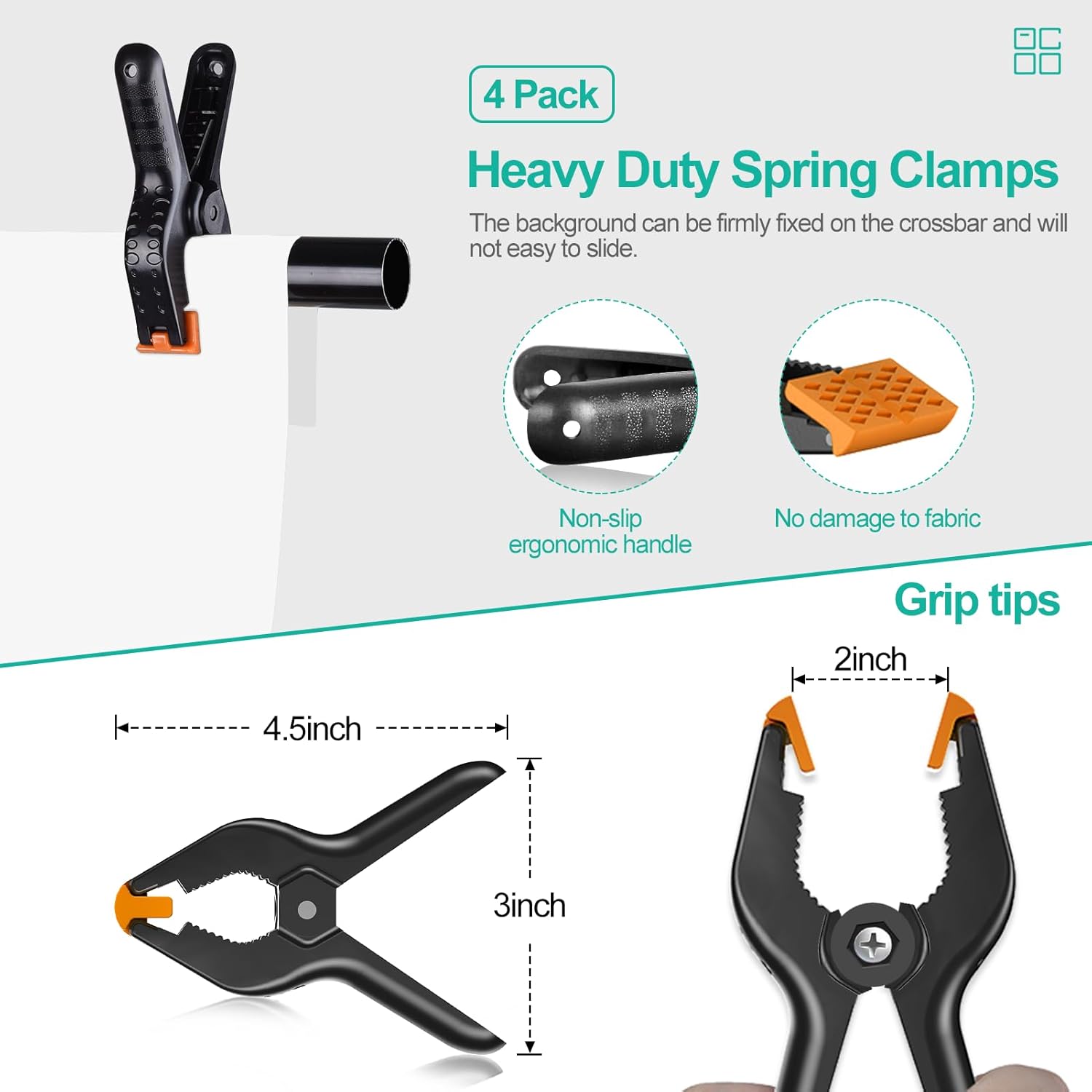 EMART 2x2m Backdrop Stand Kit with White Screen, Clamps & Bag