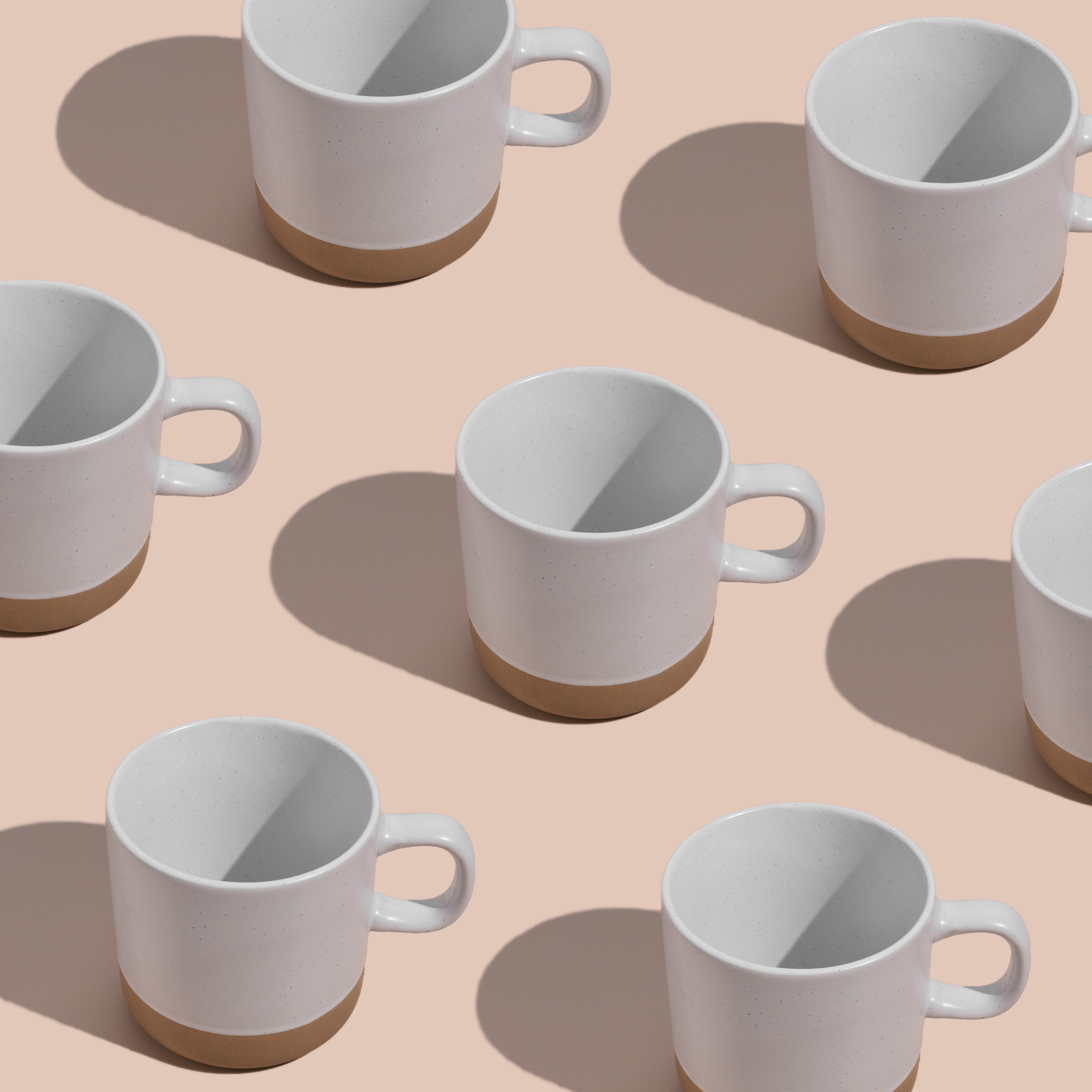 Mogarden White Speckled Stoneware Ceramic Coffee Mug Set - 4 Pack, 12oz