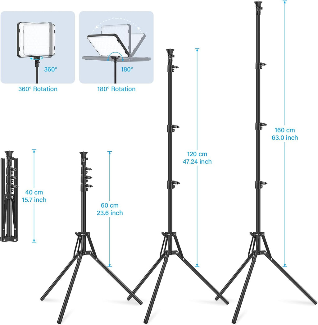 Obeamiu 3-Pack LED Video Light Kit with 70" Tripod Stand | 2500-8500K