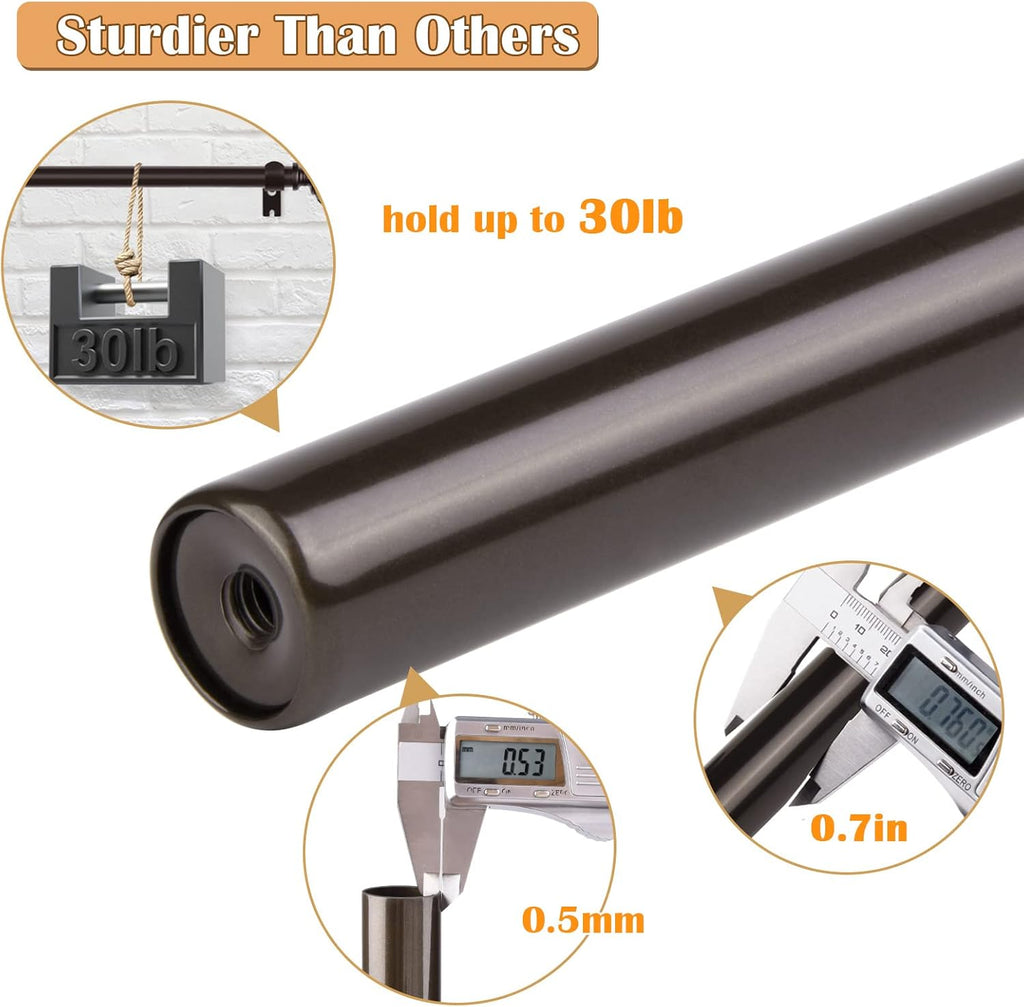 SZXIMU Extendable Curtain Rod 182-365cm | Netted Finials – Brown