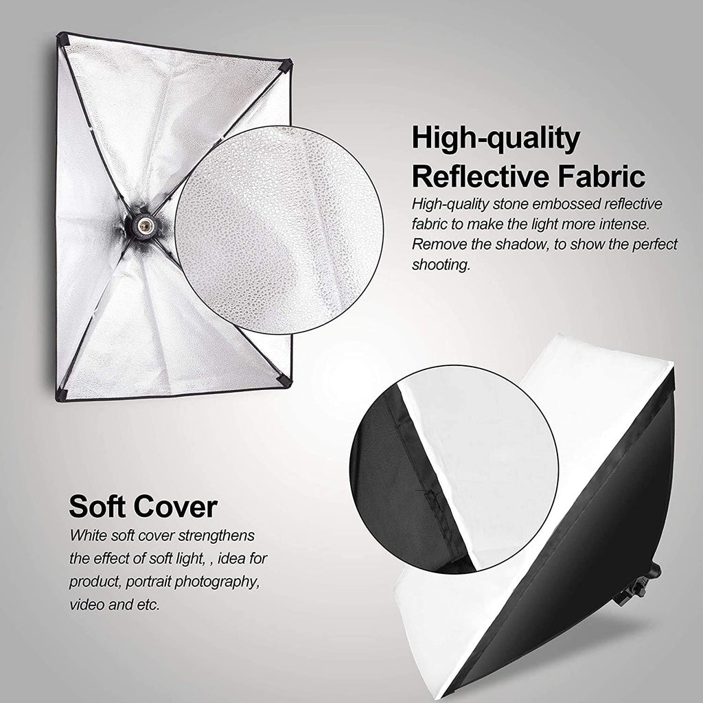 Emart 50x70cm Softbox Lighting Kit | 105W Continuous Studio Light