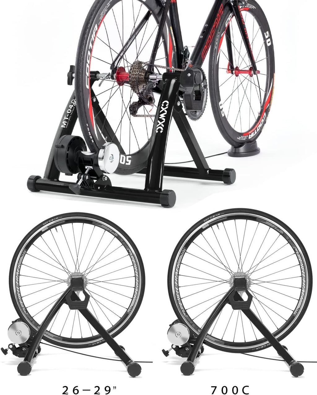 CXWXC Indoor Bike Trainer Stand - Foldable Magnetic 6-Level Resistance