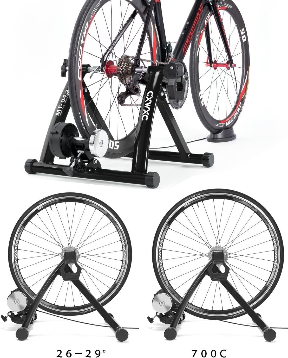 CXWXC Indoor Bike Trainer Stand - Foldable Magnetic 6-Level Resistance