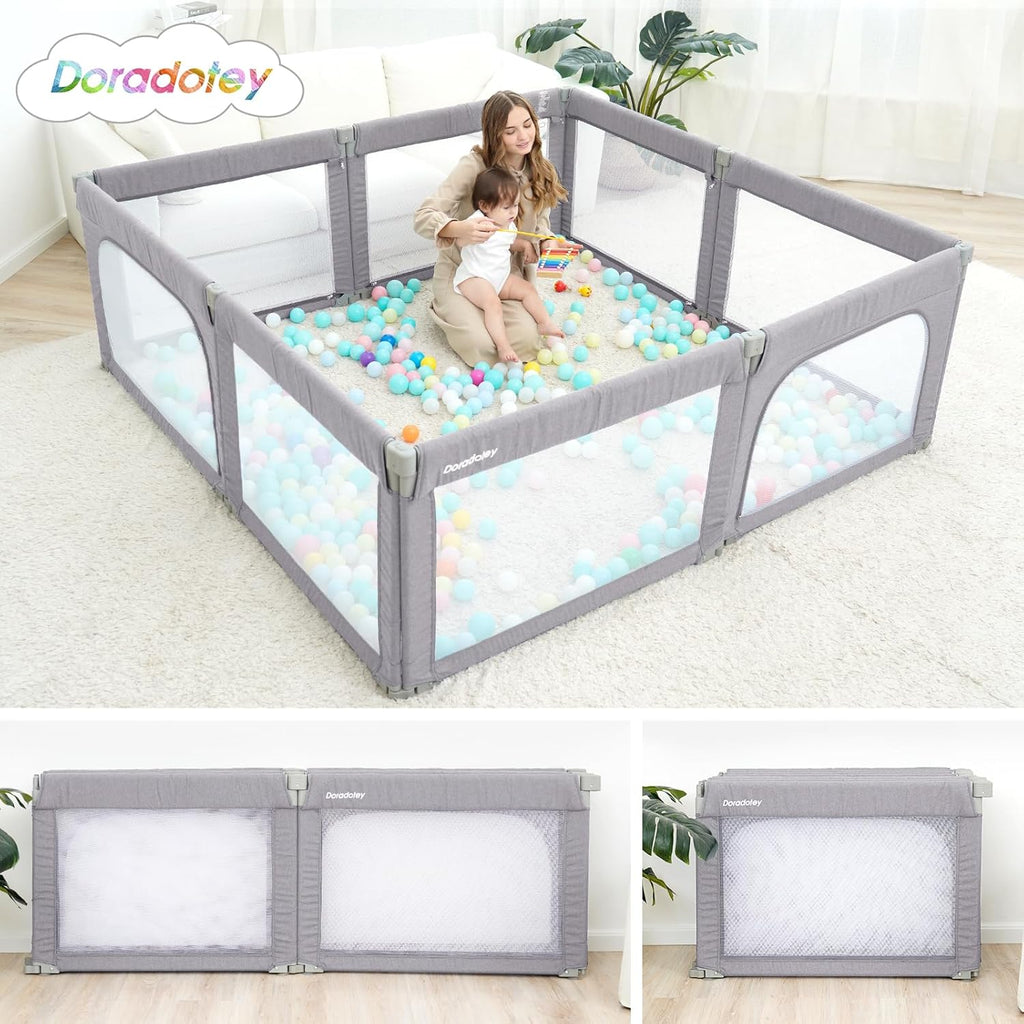 Doradotey Baby Playpen – 180x200cm Foldable 8-Panel Safety Play Yard