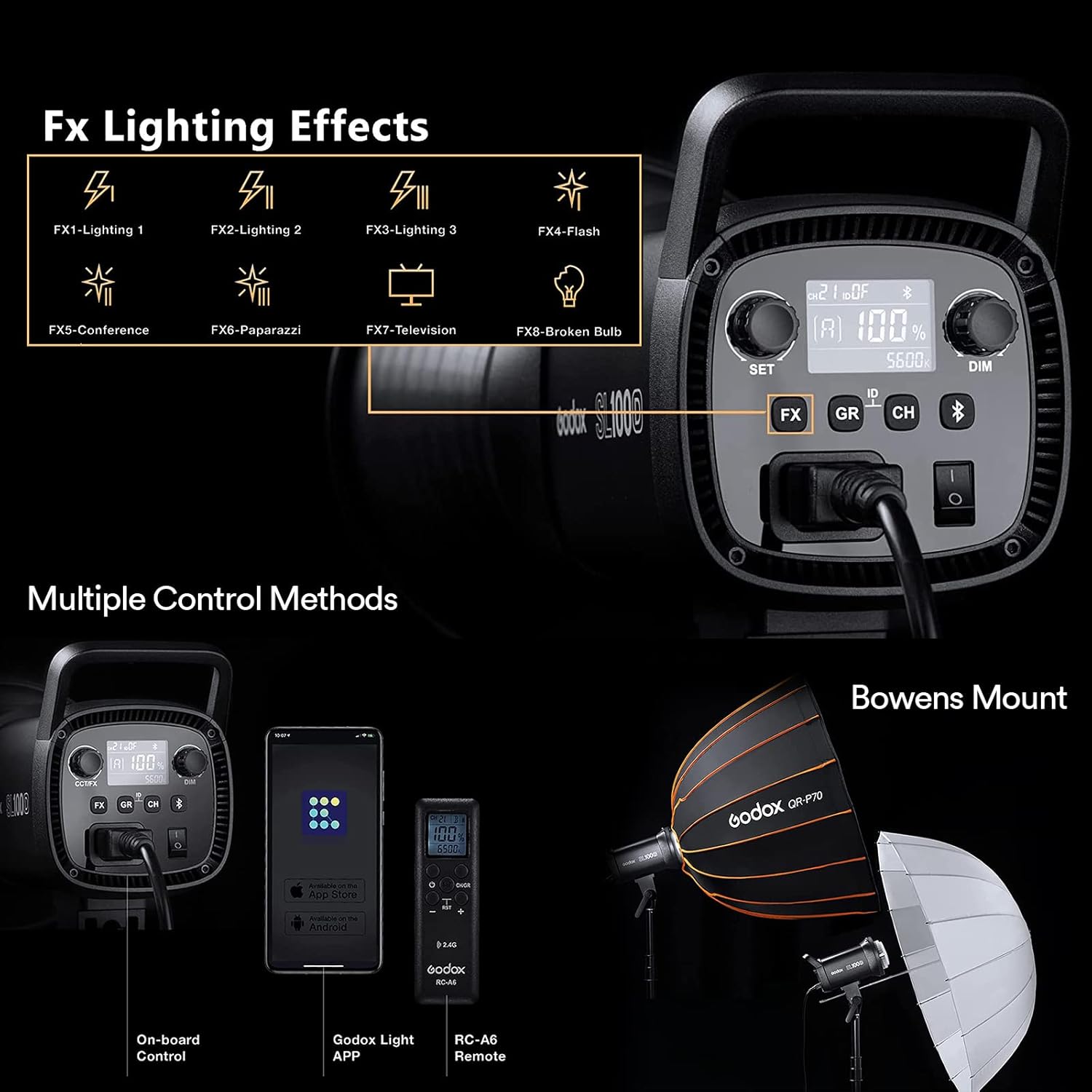 Godox SL100D 100W LED Video Light | 5600K Daylight Bowens Mount
