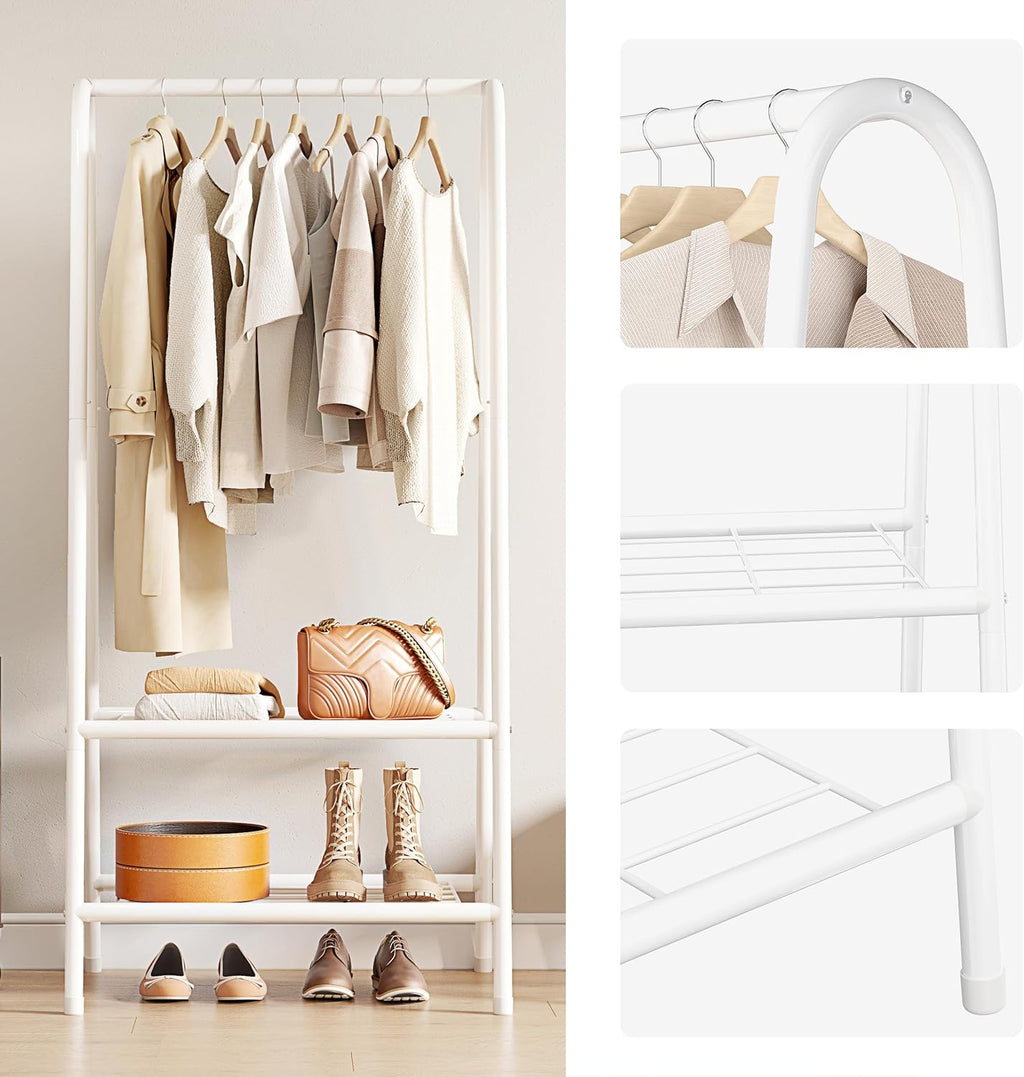 Joiscope Metal Clothing Rack – 62 Inch Sturdy Garment Rail with 2 Shelves