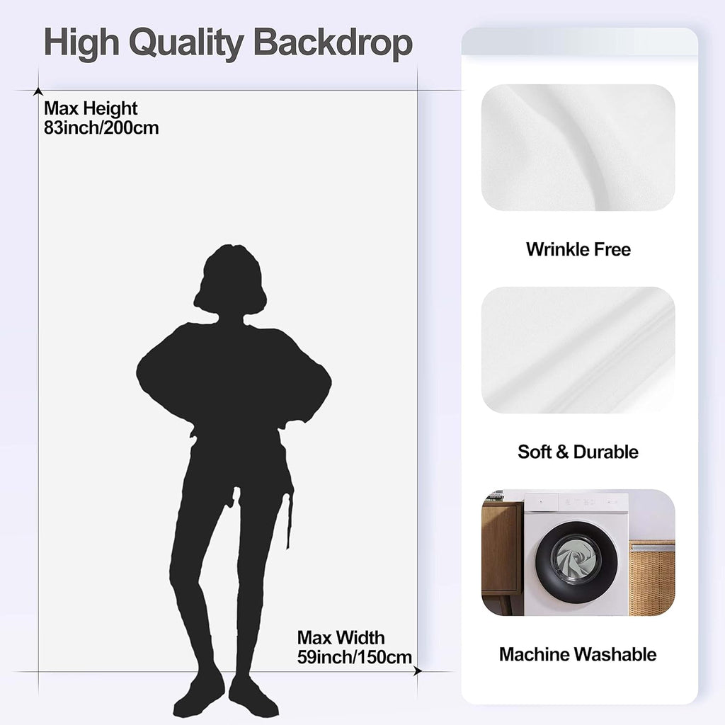 EMART White Photography Backdrop Kit with 8.5ft Adjustable T-Stand
