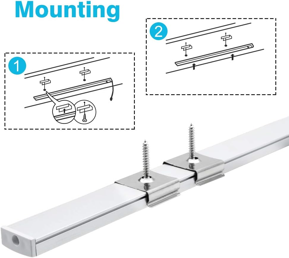 LightingWill LED Aluminum Channel U-Shape 3.3ft Silver Diffuser 6-Pack