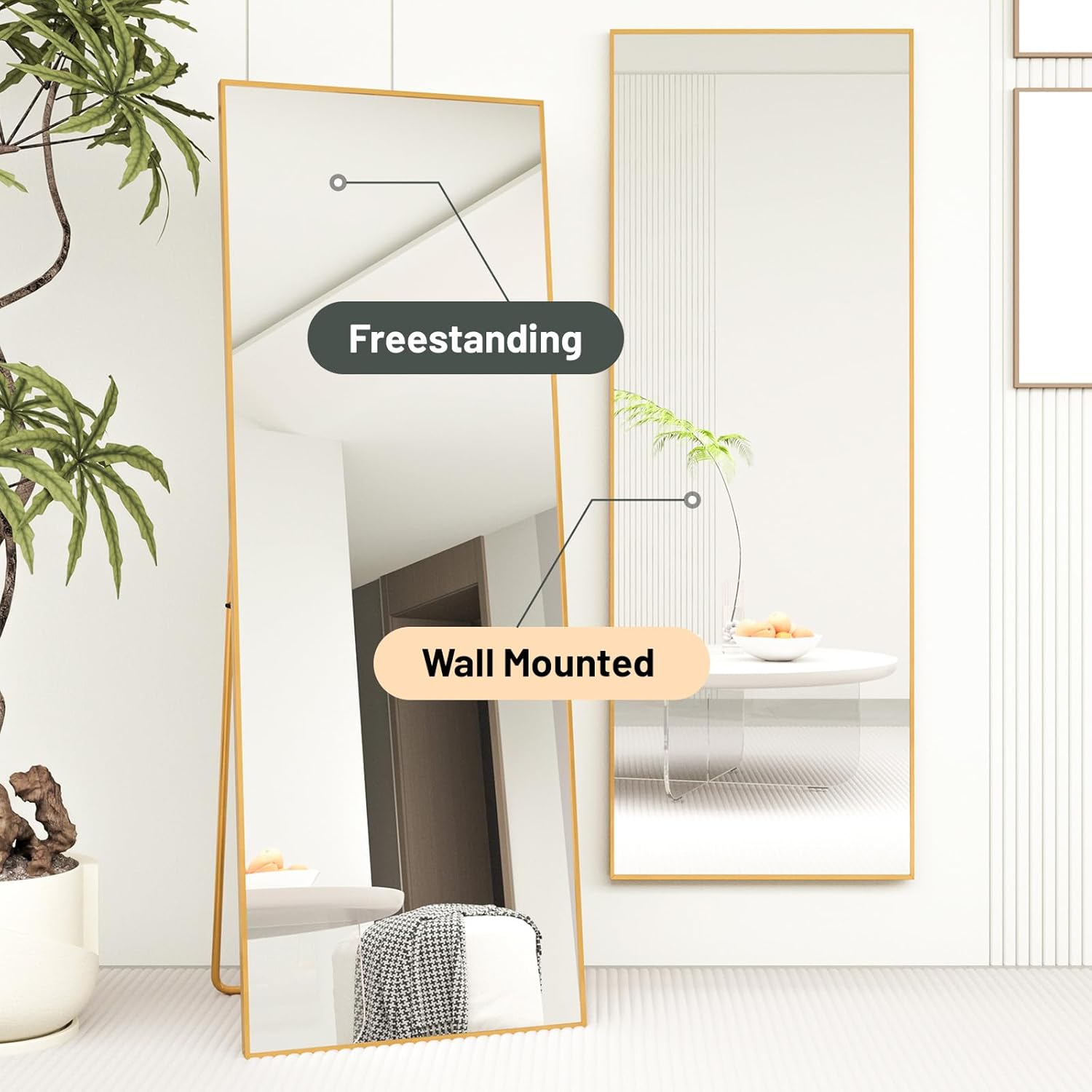 Beauty4U Full Length Mirror | 140x50cm Gold Aluminum Floor Mirror