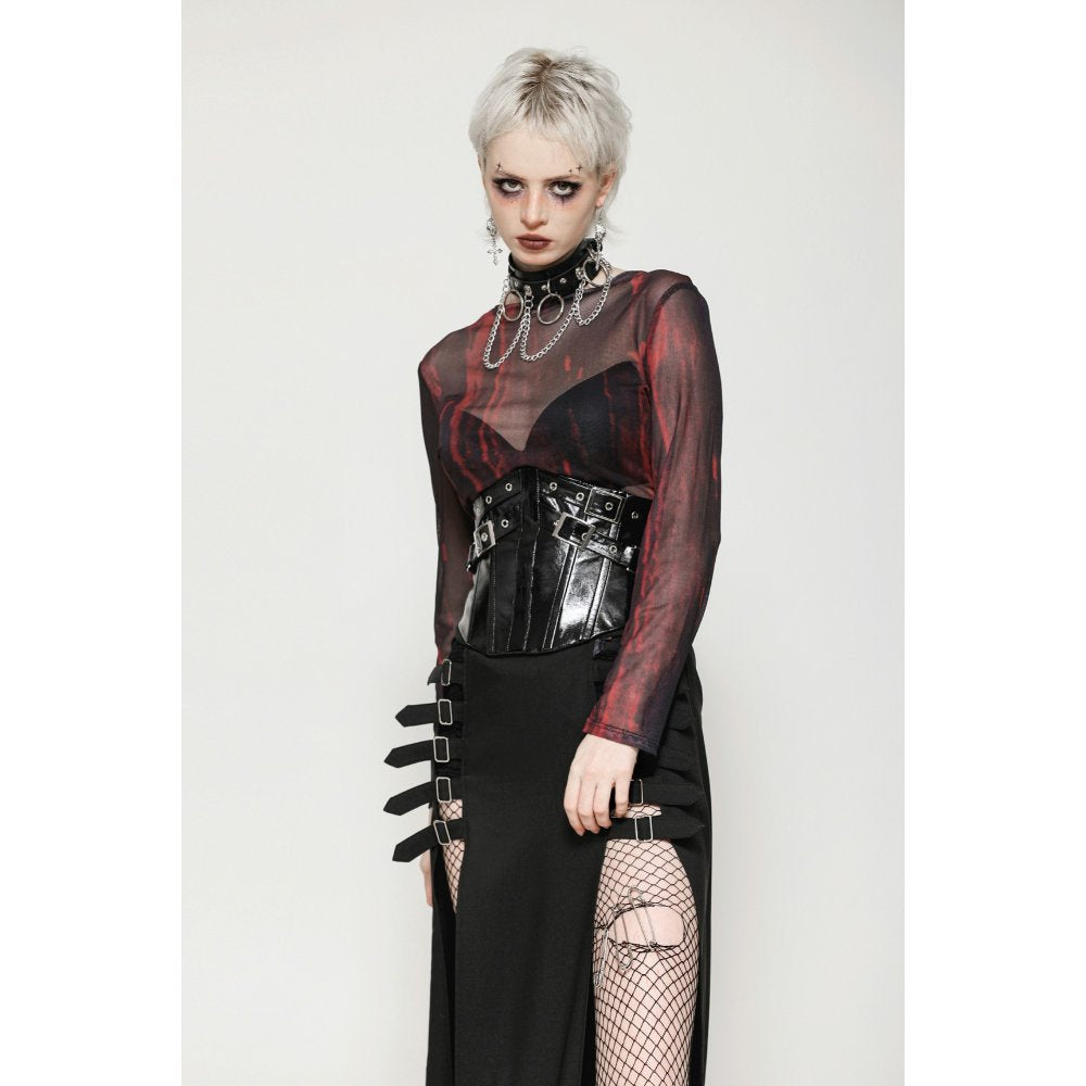 Dark in Lia Punk Love Black Patent Leather Waist Corset with Metal