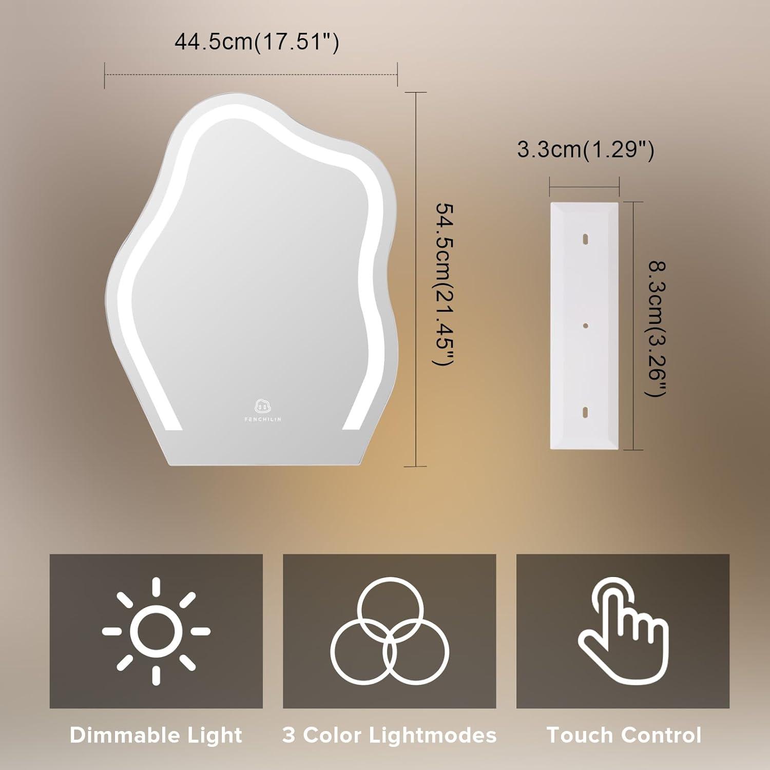 FENCHILIN Cloud Shape Vanity Makeup Mirror with Lights | 17.7x21.6in