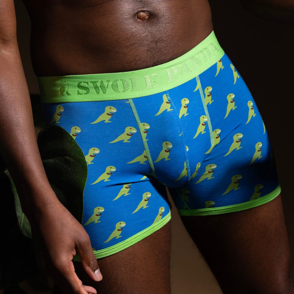 Swole Panda Bamboo Boxers – T-Rex Print Breathable Men's Underwear