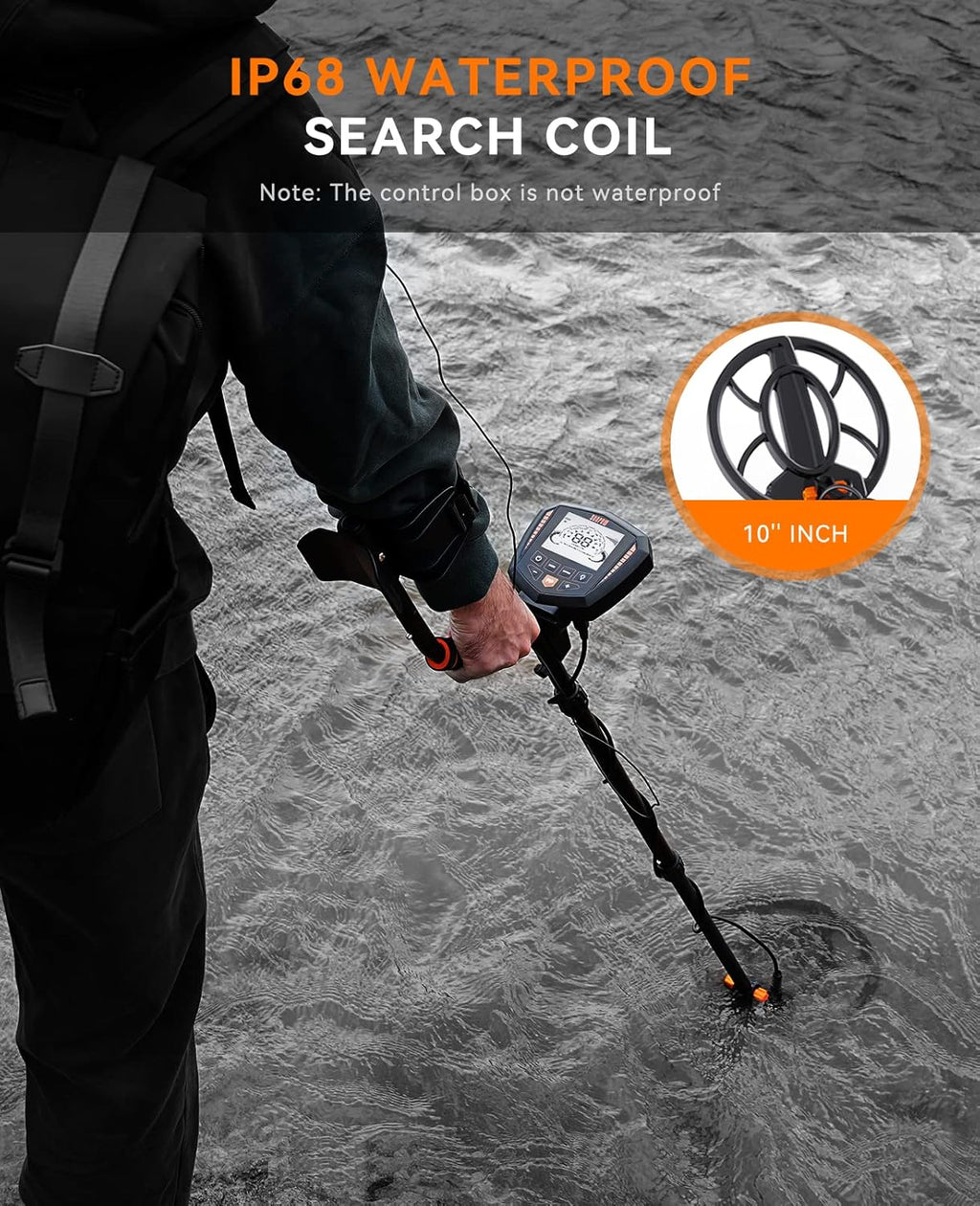 SUNPOW Metal Detector - High Accuracy 10in Waterproof Coil for Adults
